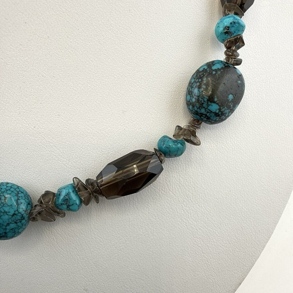 Deb Guyot Necklace Turquoise Blue Quartz Sterling Silver 925 HSN Beaded Matrix - Picture 4 of 11